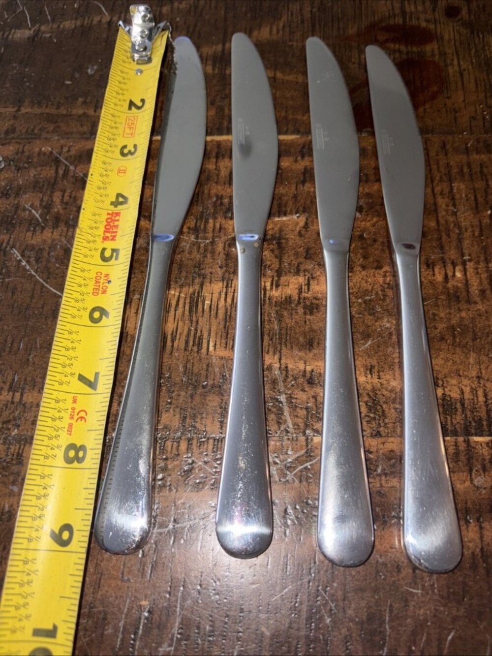 4 Dinner Knives Stainless Steel Cambridge K-18 Marked-9”